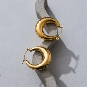 18 [Ag178] 25mm Earrings / Gold