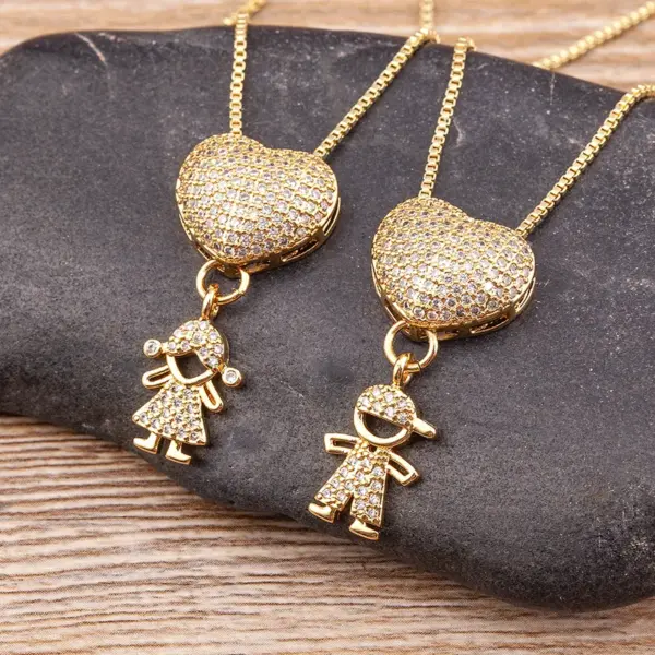 Wholesale Exaggerated Novelty Modern Style Human Copper Plating Inlay 18K Gold Plated Zircon Pendant Necklace