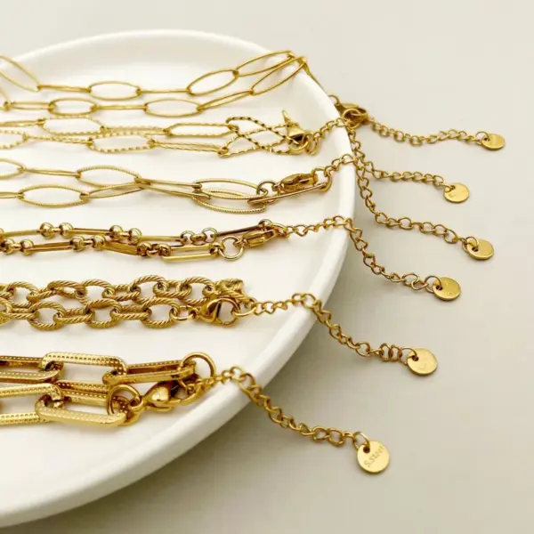 Wholesale Jewelry INS Style Printing 304 Stainless Steel Gold Plated Plating Chain Stainless Steel Necklaces