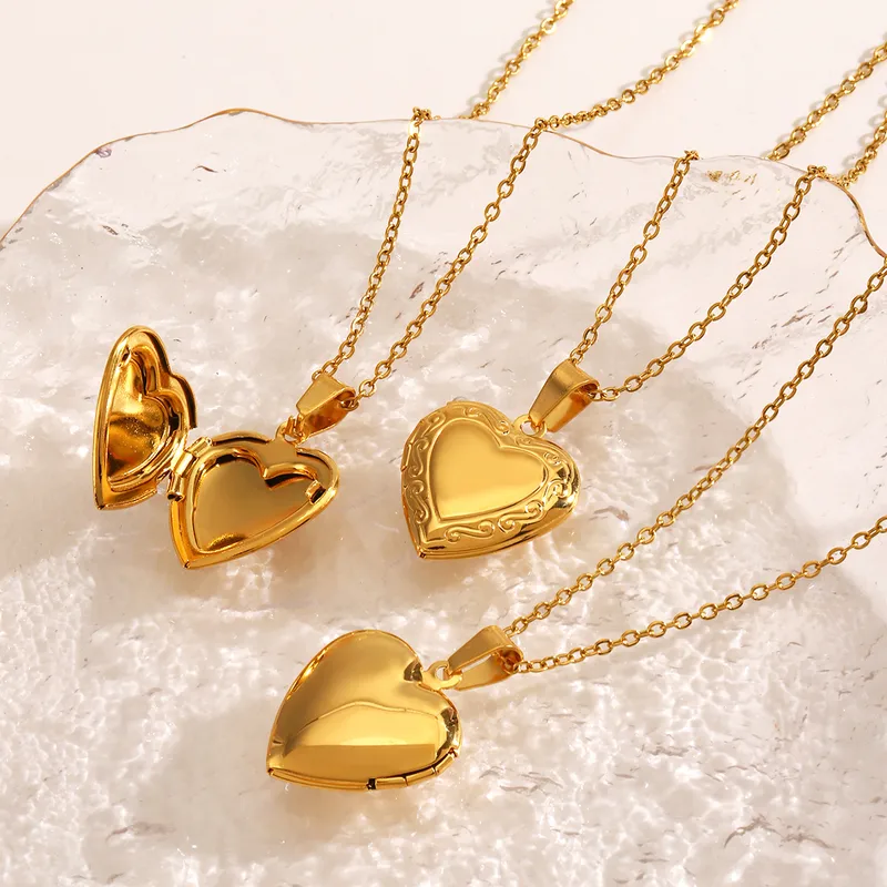 Wholesale Ion Plating (IP) 18K Gold Plated Heart Shape 304 Stainless Steel Simple Style IG Style Waterproof Non Tarnish 304 Stainless Steel Pendant Ne