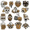oly-06838f52df56cc8e18ac8af743412d65 Wholesale Children's Funny Cloth Stickers Punk Style Badge Brown Series Skull Cartoon Ghost Computer Embroidery Hot Melt Adhesive Style