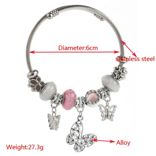 Wholesale Casual Elegant Classic Style Bear Butterfly 304 Stainless Steel Bangle In Bulk