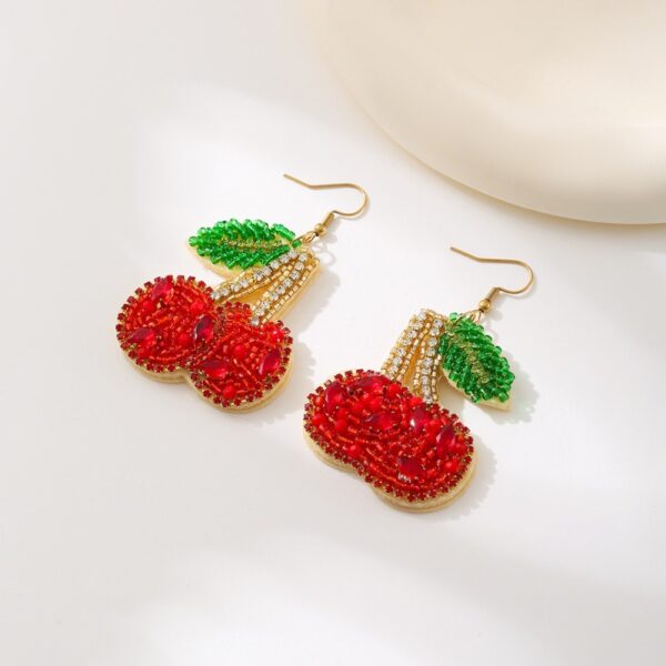 Wholesale Cherry rose flower seed bead earrings