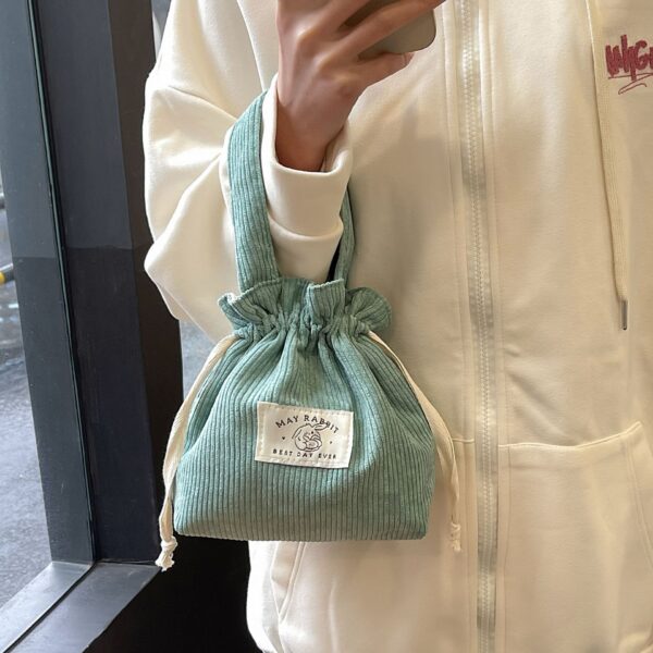oly-0688d66dad2c40c7442b06c607909f0a Wholesale MAY RABBIT corduroy awstring bag large capacity handbag storage bag canvas bag with hand gift awstring bag fashion