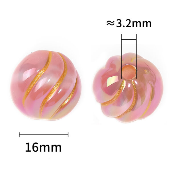 Wholesale Gilded twisted round beads acrylic straight hole beads