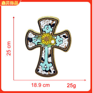 Heated melt glue*blue and white*cross*flowers*25*18.9cm