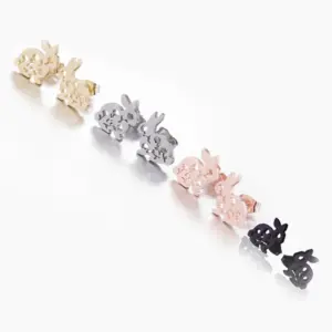 Wholesale PVD Coated 18K Gold Real Gold Plated Rabbit 304 Stainless Steel Simple Style Waterproof Non Tarnish Ear Studs