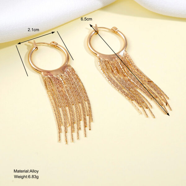 Wholesale Metal Cold Style Exaggerated Tassel Earrings European and American Design Sense Fashion Retro Earrings Personalized Light Luxury Long Earrings