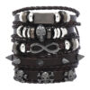 Wholesale Skull 8-shaped alloy five-piece leather bracelet