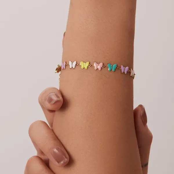 Wholesale Jewelry Fashion Butterfly 304 Stainless Steel PVD Coated Gold Plated Bracelets Necklace