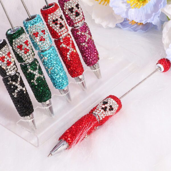 Wholesale Cross-Border Creative DIY Jewelry Cartoon Clown Pirate Skull Beaded Pen Multi-Colorful Pen Colorfulful Cute Cartoon Diamond Pen