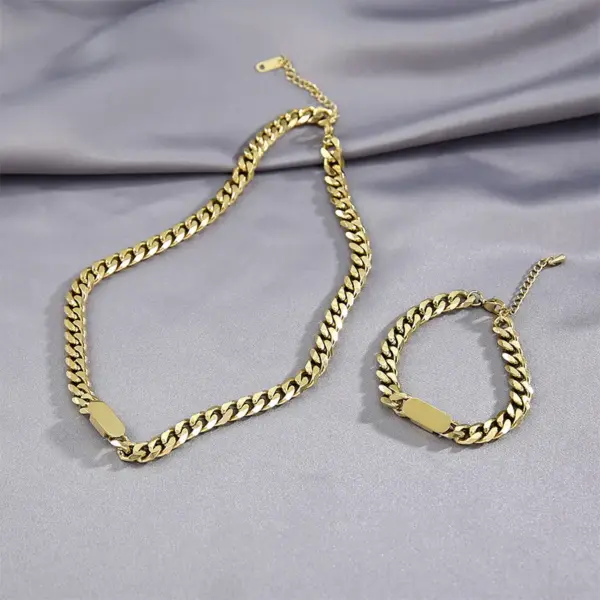 Vacuum Plating Real Gold Plated 18K Gold Gold Plating Silver Plated Geometric 304 Stainless Steel Fashion Waterproof Non Tarnish Titanium Steel Necklace