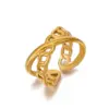 Wholesale PVD Coated 18K Gold Plated Asymmetrical 304 Stainless Steel Hip-Hop Waterproof Non Tarnish Open Rings