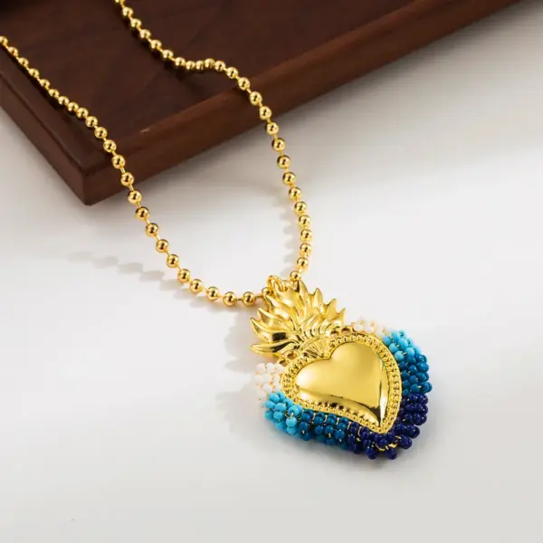 Wholesale Fashion Heart Shape Copper Plating 18k Gold Plated Pendant Necklace