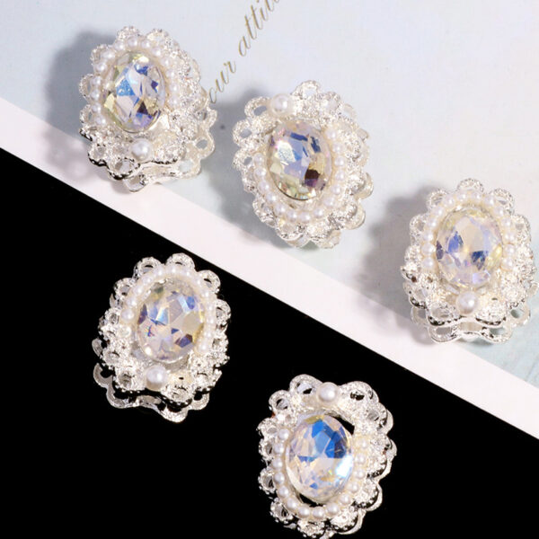 Wholesale Double-sided alloy rhinestone gem straight hole loose beads beaded DIY mobile phone chain key chain bag chain jewelry accessories