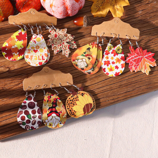 Wholesale Autumn-themed maple leaf and pumpkin earrings