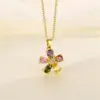 Wholesale Stainless Steel Titanium Steel 18K Gold Plated Fashion Plating Inlay Heart Shape Flower Bow Knot Zircon Pendant Necklace