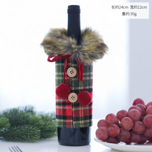Linen plaid wine bottle cover red plaid
