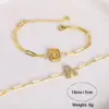 oly-06adefe1a07584c1d41206a34a92e5c1 Wholesale Jewelry Retro Letter Copper Zircon 18K Gold Plated Bracelets Paperclip Chain