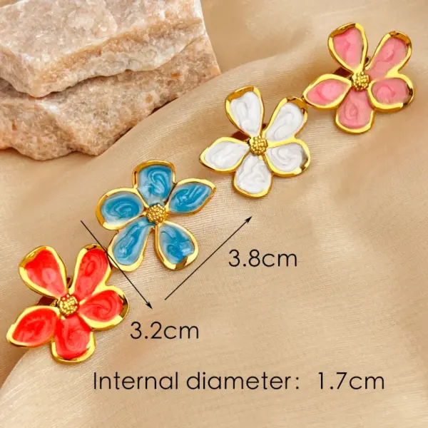 PVD Coated Real Gold Plated 18K Gold Flower 304 Stainless Steel Casual Retro Simple Style Waterproof Non Tarnish Open Rings