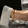 Wholesale Fashion Square Titanium Steel Plating Inlay Zircon Bangle 1 Piece