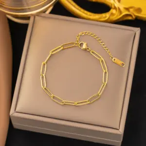Wholesale PVD Coated Real Gold Plated 18K Gold Geometric 304 Stainless Steel Classic Style Waterproof Non Tarnish 304 Stainless Steel Bracelets