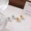 Wholesale Ion Plating (IP) 16K Gold Platinum Real Gold Plated Arc 304 Stainless Steel Chinoiserie Casual Cute Waterproof Non Tarnish Ear Studs