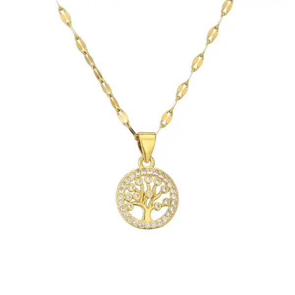 Wholesale PVD Coated Cross Tree Stainless Steel Copper Casual Simple Style Waterproof Non Tarnish Titanium Steel Pendant Necklace