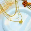 PVD Coated 18K Gold Plated Heart Shape 304 Stainless Steel Simple Style Waterproof Non Tarnish 304 Stainless Steel Layered Necklaces
