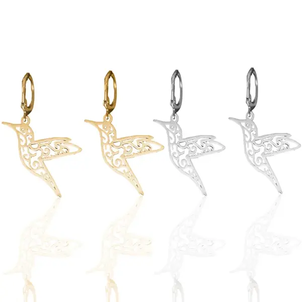 Wholesale PVD Coated Gold Plated Silver Plated Hummingbird 304 Stainless Steel French Style Simple Style Waterproof Non Tarnish Drop Earrings