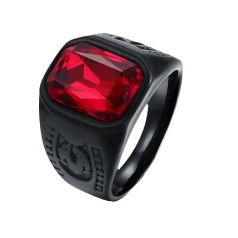 Wholesale Wish cross-border hot selling fashion men's red big gem domineering punk style ring jewelry