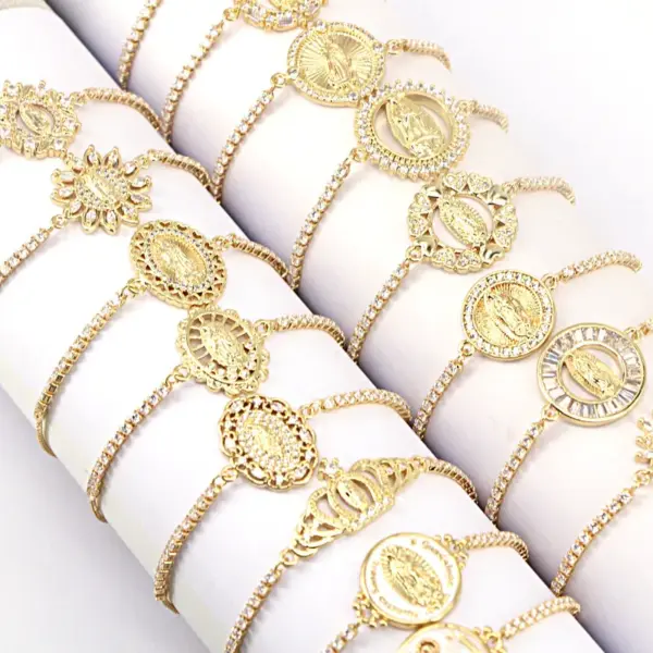 Fashion Geometric Copper Artificial Gemstones Bracelets In Bulk