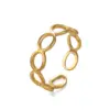 Wholesale PVD Coated 18K Gold Plated Oval 304 Stainless Steel Simple Style Waterproof Non Tarnish Open Rings
