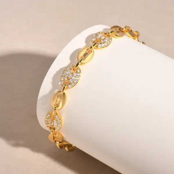Wholesale Copper 18K Gold Plated Elegant Shiny Inlay Flower Snake Zircon Bracelets