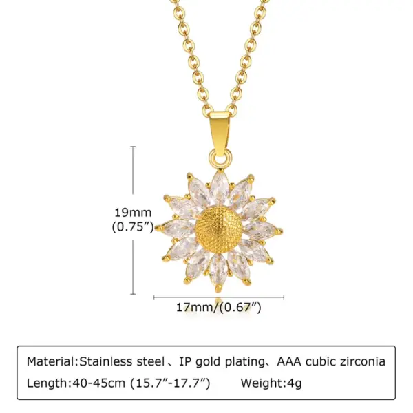 Wholesale Fashion Flower 201 Stainless Steel Inlay Zircon Pendant Necklace