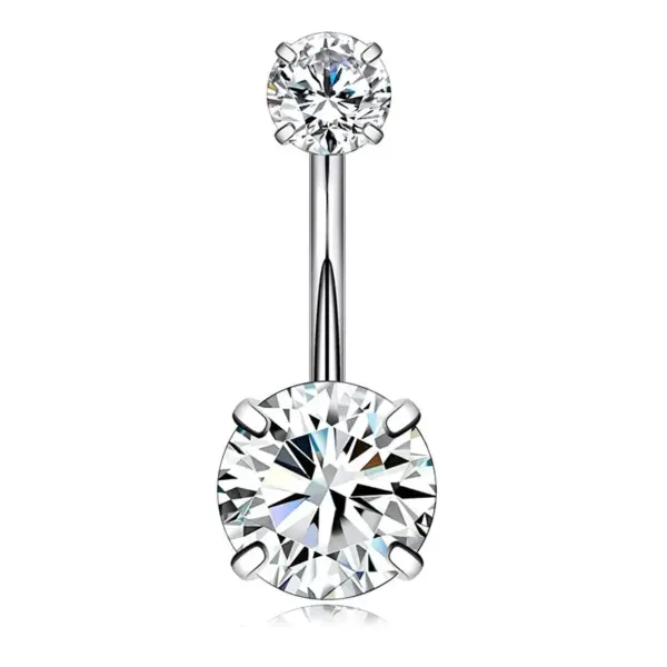 Wholesale European And American Style Belly Button Ring Heart Butterfly Flower Zircon Belly Button Stud Trendy Body Piercing Jewelry Unisex Simple Style