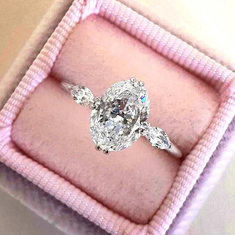 Wholesale New Copper Ring 10*14mm Oval Zircon Ladies Engagement Ring