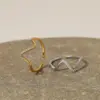 Wholesale Ion Plating (IP) Real Gold Plated 16K Gold White Gold Plated Gold Plating Waves Solid Color 316 Stainless Steel Casual Waterproof Non Tarnish Rings