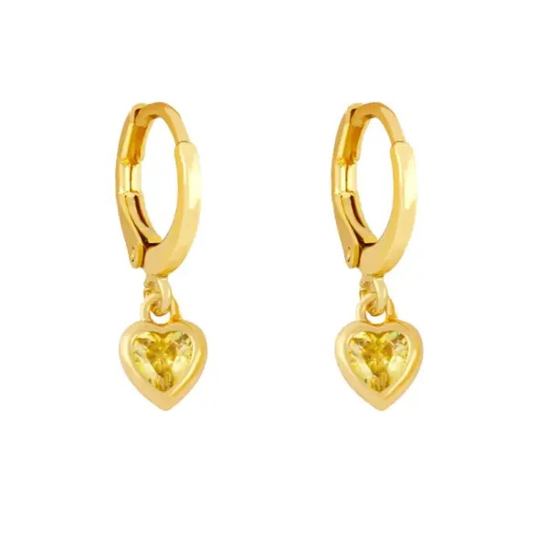 Wholesale Fashion Heart Copper Artificial Gemstones Copper Earrings