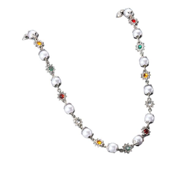 Wholesale Cross-border New Ins Hot Pearl Colored Diamond Flower Necklace Niche Fashion All-match Dopamine Multicolor Clavicle Chain