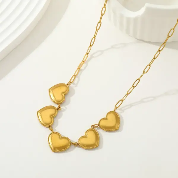 Wholesale Jewelry Casual Elegant Simple Style Heart Shape 304 Stainless Steel 18K Gold Plated Plating Pendant Necklace