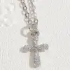 Wholesale Elegant Simple Style Cross Infinity Copper 14k Gold Plated White Gold Plated Zircon Pendant Necklace In Bulk
