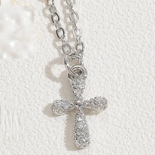 Wholesale Elegant Simple Style Cross Infinity Copper 14k Gold Plated White Gold Plated Zircon Pendant Necklace In Bulk