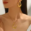 304 Stainless Steel Irregular Electroplating PVD Coated 18K Gold Plated Imitation Gold Casual Exaggerated Streetwear Twisted Rope Chain Gold Earrings Necklace Jewelry Set