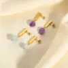 Wholesale PVD Coated Real Gold Plated 18K Gold Solid Color 304 Stainless Steel Natural Stone Waterproof Non Tarnish Drop Earrings