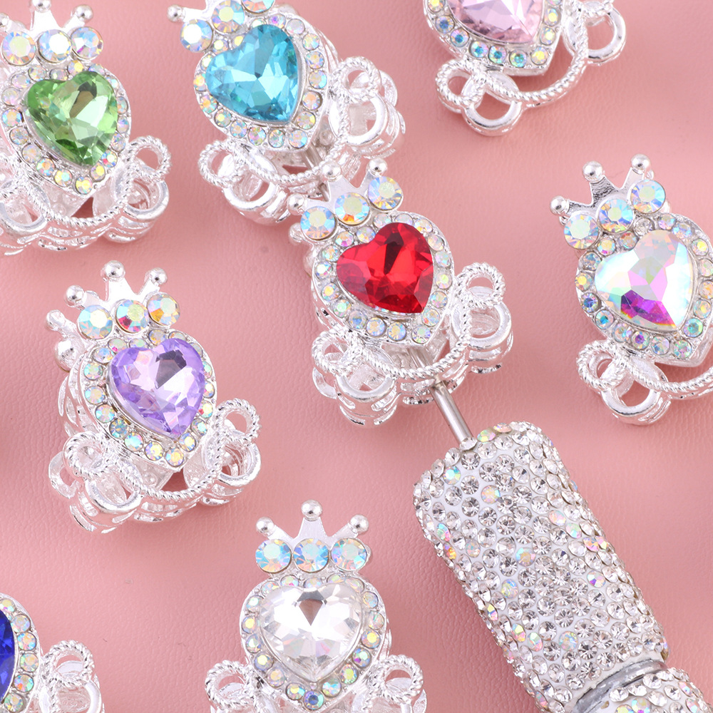Wholesale Pumpkin carriage heart-shaped crystal alloy rhinestone ball with straight hole