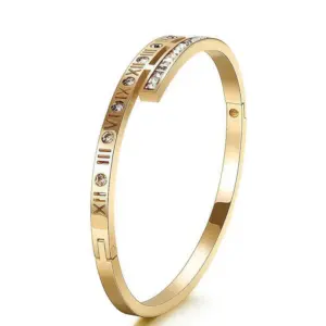 39-C-6 Gold Roman Numeral Double Diamond Bracelet