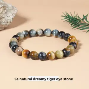 5a Natural Dream Tiger Eye Stone Bracelet / Diameter 10.1-10.8mm (about 17-19 Pieces)