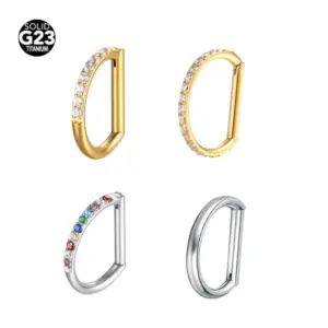 Wholesale 1 Piece Ear Cartilage Rings & Studs Hip-Hop Basic Geometric Titanium Alloy Ear Cartilage Rings & Studs