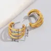 Wholesale 304 Stainless Steel Multicolor PVD Coated 18K Gold Plated 18K Gold Simple Style Classic Style Waterproof Non Tarnish Layered Plating Gold Silver Ear Studs
